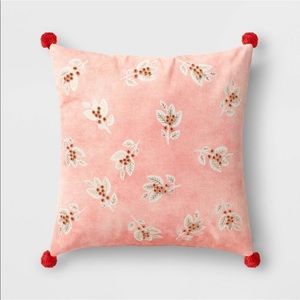 Opalhouse Holiday Holly Berry Velvet Throw Pillow